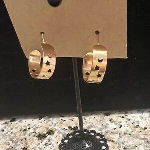Gold Star and Moon Hoop Earrings NWOT